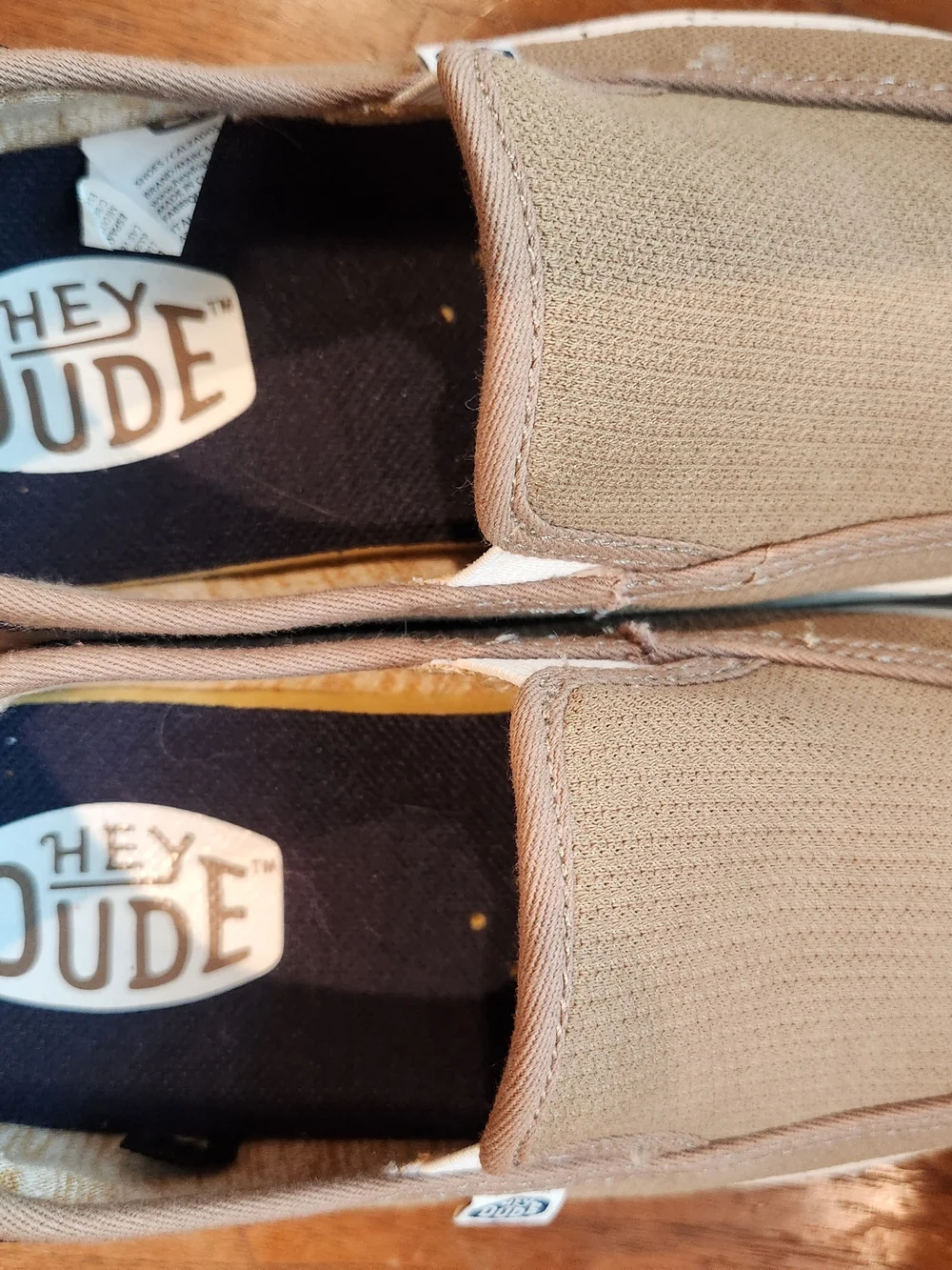 Hey Dude Youth Size 3 Slip-On Loafers in Tan Canvas
